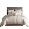 Benjara Rely 10pc Coverlet King Size Comforter Set- Woven Jacquard- Ivory