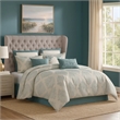 Benjara Regy 10pc King Size Comforter Set with Shams- Blue Gray Medallion