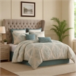 Benjara Regy 10pc Queen Size Comforter Set with Shams- Blue Gray Medallion