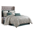 Benjara Regy 10pc Queen Size Comforter Set with Shams- Blue Gray Medallion