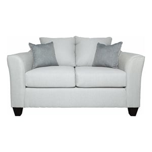 Benjara 60&quot Siya Loveseat- Gray Fabric- Track Style Arms- 2 Accent Pillows