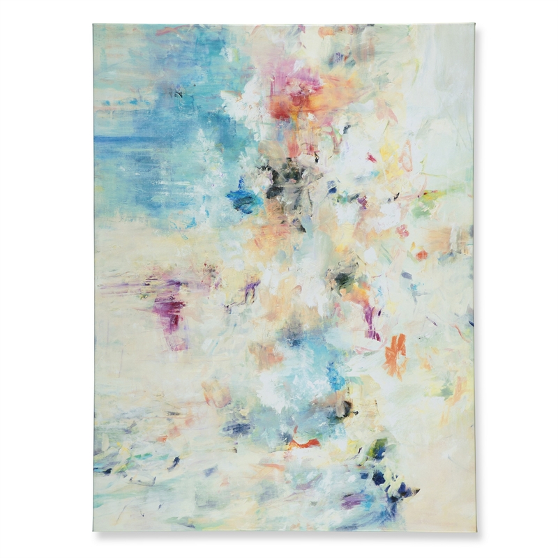 Benjara 30 x 40 Modern Wall Art Painting- Blue White Orange