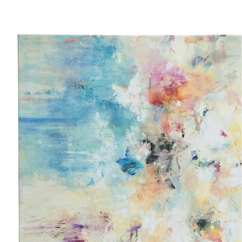 Benjara 30 x 40 Modern Wall Art Painting- Blue White Orange