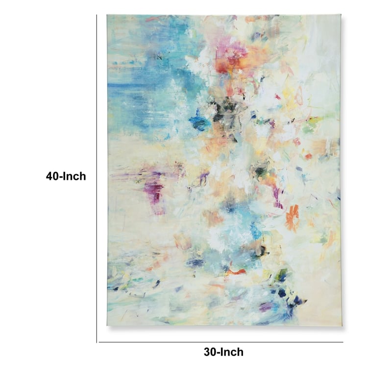 Benjara 30 x 40 Modern Wall Art Painting- Blue White Orange