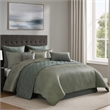 Benjara Mely 10pc Coverlet King Comforter Set- Shams- Green Woven Jacquard