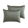 Benjara Mely 10pc Coverlet Queen Comforter Set- Shams- Green Woven Jacquard