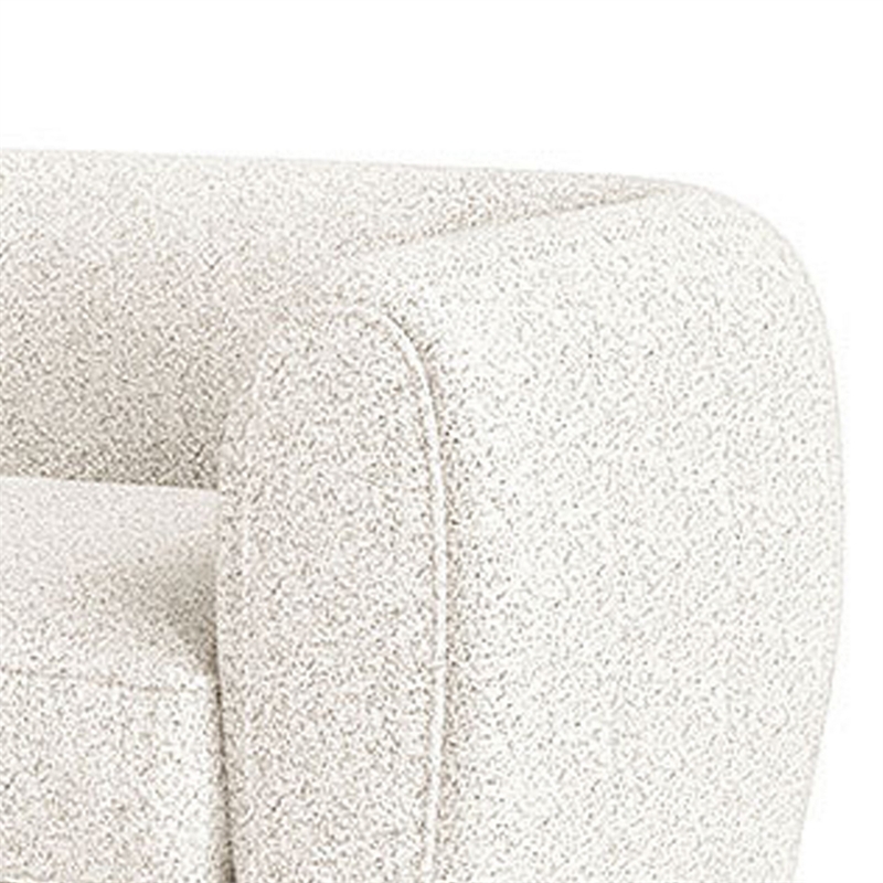 Benjara Dly Accent Chair- Tuxedo Style Arms- Plush White Boucle Cushions