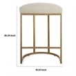 Benjara Gyn Counter Height Stool-Cream Performance Fabric-Brass Cantilever Base