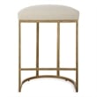 Benjara Gyn Counter Height Stool-Cream Performance Fabric-Brass Cantilever Base