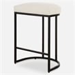 Benjara Gyn Counter Height Stool-White Performance Fabric-Black Cantilever Base