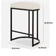 Benjara Gyn Counter Height Stool-White Performance Fabric-Black Cantilever Base