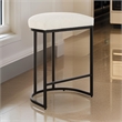 Benjara Gyn Counter Height Stool-White Performance Fabric-Black Cantilever Base
