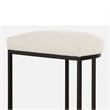Benjara Gyn Counter Height Stool-White Performance Fabric-Black Cantilever Base
