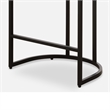Benjara Gyn Counter Height Stool-White Performance Fabric-Black Cantilever Base