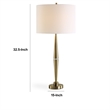 Benjara Modern Accent Table Lamp-White Linen Drum Shade-Gold Metal Tapered Base