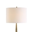 Benjara Modern Accent Table Lamp-White Linen Drum Shade-Gold Metal Tapered Base