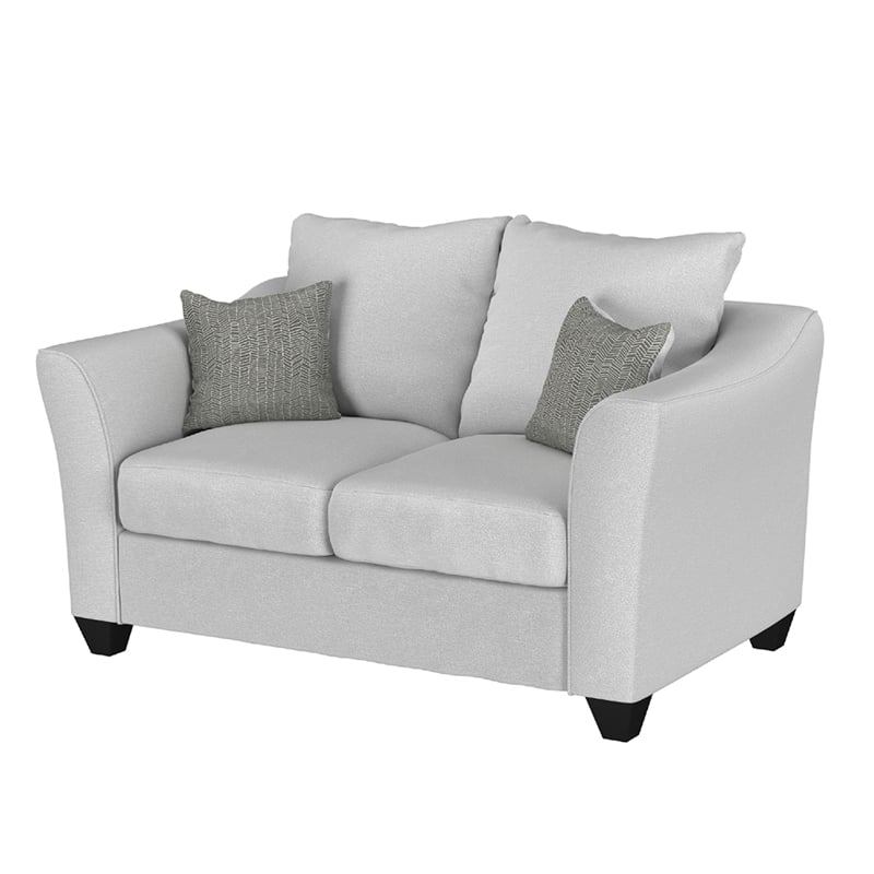 Benjara Siya 2pc Living Room Sofa and Loveseat Set- 6 Accent Pillows- Sand Gray