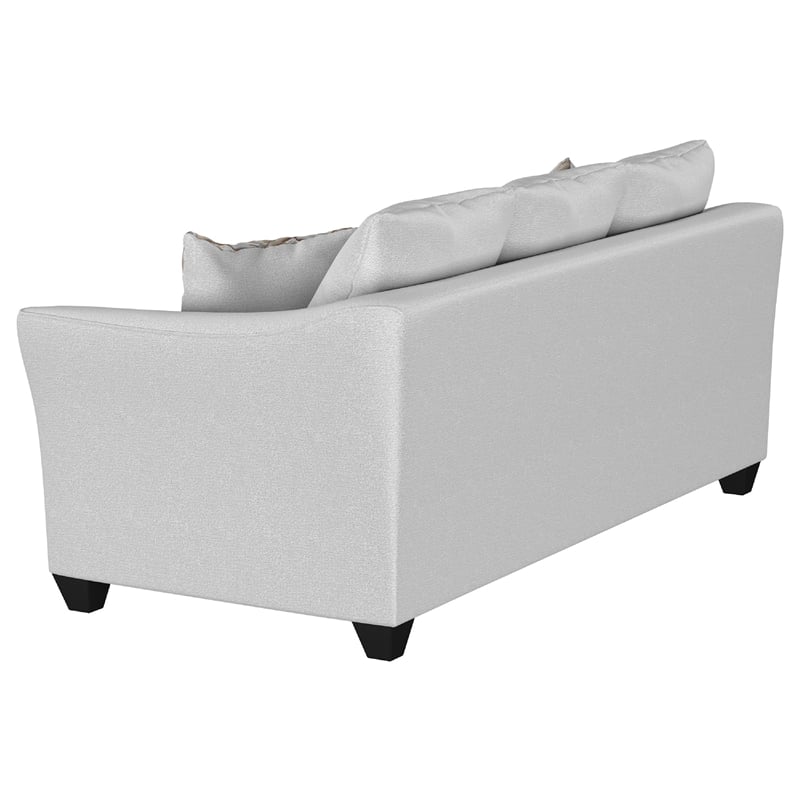 Benjara Siya 2pc Living Room Sofa and Loveseat Set- 6 Accent Pillows- Sand Gray