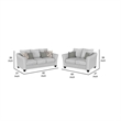 Benjara Siya 2pc Living Room Sofa and Loveseat Set- 6 Accent Pillows- Sand Gray