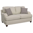Benjara Liya 2pc Sofa Loveseat Set- Espresso Brown Legs- 7 Throw Pillows- Gray
