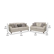 Benjara Liya 2pc Sofa Loveseat Set- Espresso Brown Legs- 7 Throw Pillows- Gray