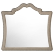 Benjara Lino Dresser Mirror- Curved Frame- Nailhead Trim- Cream Velvet 43