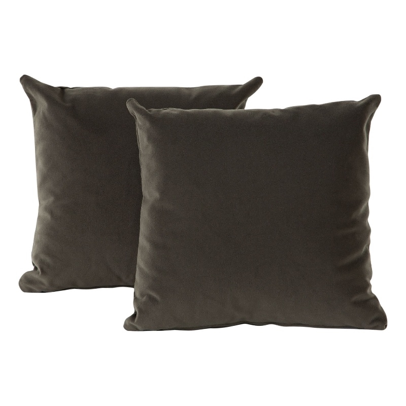 Benjara Wily Accent Pillow Set of 2- Dual Sided Moss Green Velvet- 16