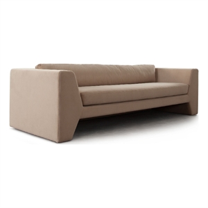 Benjara Roe Sofa- Camel Brown Performance Velvet- Wide Track Arms- 99&quot