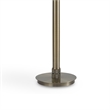 Benjara Modern Floor Lamp- White Linen Drum Shade- Brass Metal Pole- Round Base