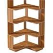 Benjara Nel Tall Corner Bookshelf- 6 Tier L Shape Brown Shelves- 65