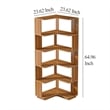 Benjara Nel Tall Corner Bookshelf- 6 Tier L Shape Brown Shelves- 65