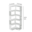 Benjara Nel Tall Corner Bookshelf- 6 Tier L Design White Shelves- 65