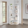 Benjara Nel Tall Corner Bookshelf- 6 Tier L Design White Shelves- 65