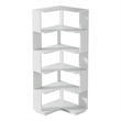 Benjara Nel Tall Corner Bookshelf- 6 Tier L Design White Shelves- 65