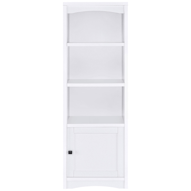 Benjara Donna Media Tower Pier Cabinet- Adjustable Shelves- White Wood 71