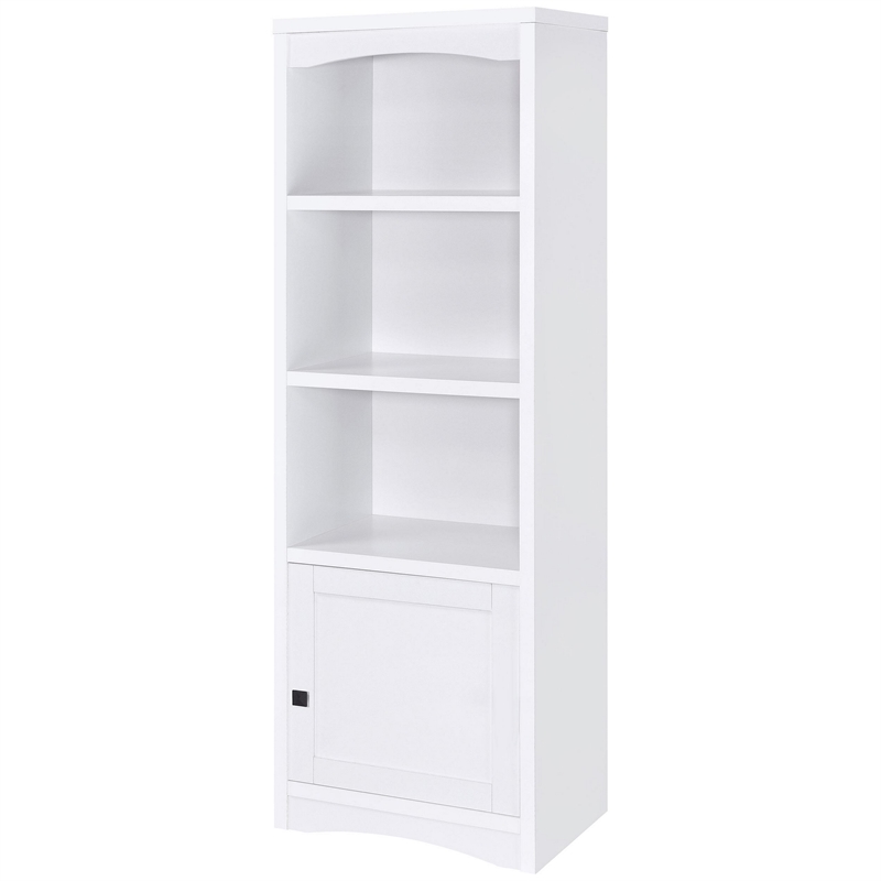 Benjara Donna Media Tower Pier Cabinet- Adjustable Shelves- White Wood 71