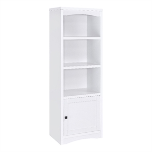 Benjara Donna Media Tower Pier Cabinet- Adjustable Shelves- White Wood 71&quot