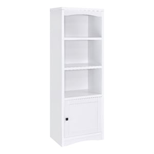 Benjara Donna Media Tower Pier Cabinet- Adjustable Shelves- White Wood 71&quot