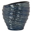 Benjara Round Modern Vase- Spiral Turned Design- Blue Ceramic 17
