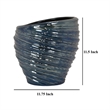 Benjara Round Modern Vase- Spiral Turned Design- Blue Ceramic 17