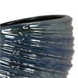 Benjara Round Modern Vase- Spiral Turned Design- Blue Ceramic 17