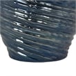 Benjara Round Modern Vase- Spiral Turned Design- Blue Ceramic 17