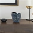 Benjara Round Modern Vase- Spiral Turned Design- Blue Ceramic 17
