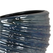 Benjara Round Modern Vase- Spiral Turned Design- Blue Ceramic 17