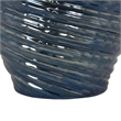 Benjara Round Modern Vase- Spiral Turned Design- Blue Ceramic 17