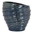 Benjara Round Modern Vase- Spiral Turned Design- Blue Ceramic 17