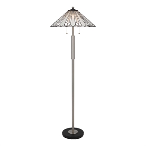 Benjara Kio 61&quot Floor Lamp- Modern- Silver Metal