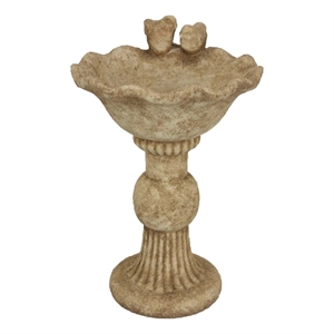 Benjara Ivina Bird Bath Feeder- Brown Terracotta- Cute Decorative- 16&quot