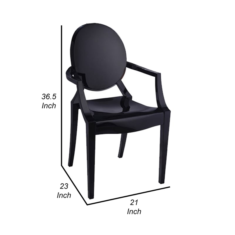 Benjara Nili Set of 4 Dining Armchairs- Oval Shape Back- Black