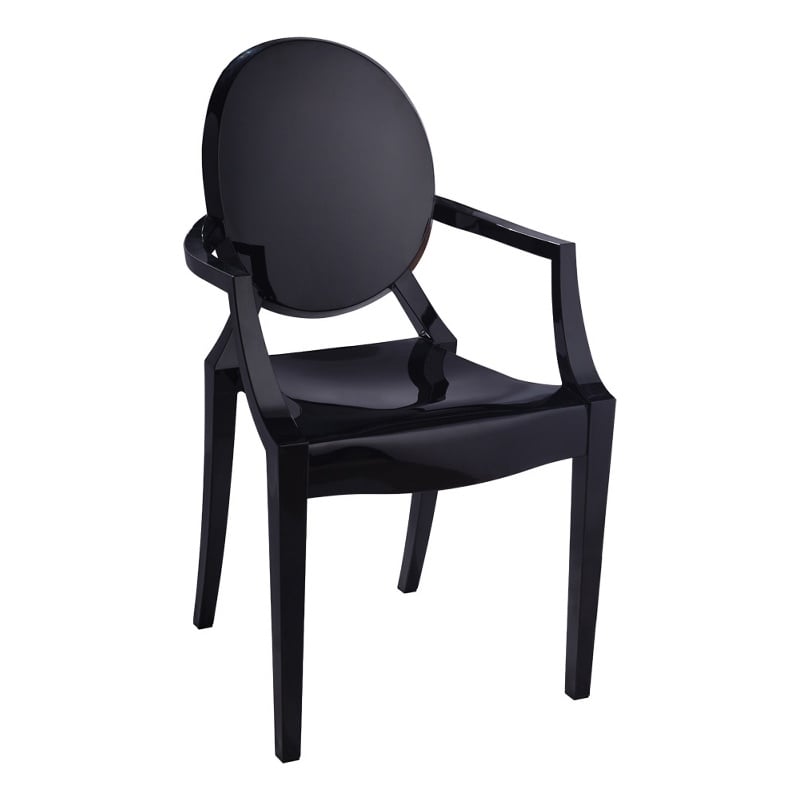 Benjara Nili Set of 4 Dining Armchairs- Oval Shape Back- Black